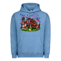 Pigment Pebble Blue Barn farm animals 4th of July Urban Hoodie - Neo Western