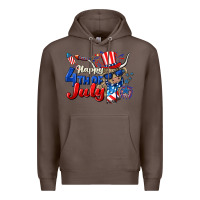 Coffee Happy 4th of July cow Premium Hoodie - CowGirlArtShop