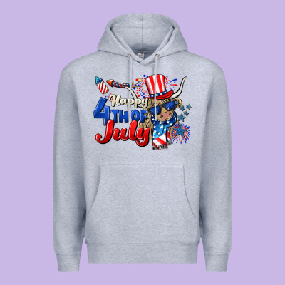 Happy 4th Of July Cow Premium Hoodie Designed By Cowgirlartshop