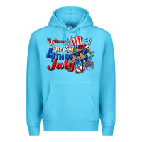 Ocean Blue Happy 4th of July cow Premium Hoodie - CowGirlArtShop