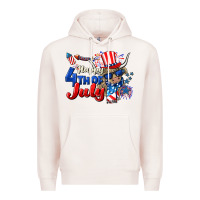 Pale Pink Happy 4th of July cow Premium Hoodie - CowGirlArtShop