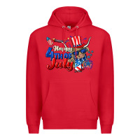 Red Happy 4th of July cow Premium Hoodie - CowGirlArtShop