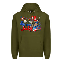 Army Green Happy 4th of July cow Premium Hoodie - CowGirlArtShop