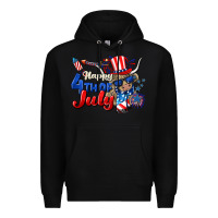 Black Happy 4th of July cow Premium Hoodie - CowGirlArtShop