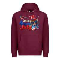 Burgundy Happy 4th of July cow Premium Hoodie - CowGirlArtShop