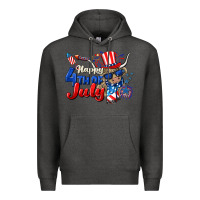 Charcoal Heather Happy 4th of July cow Premium Hoodie - CowGirlArtShop