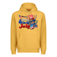 Mustard Happy 4th of July cow Premium Hoodie - CowGirlArtShop