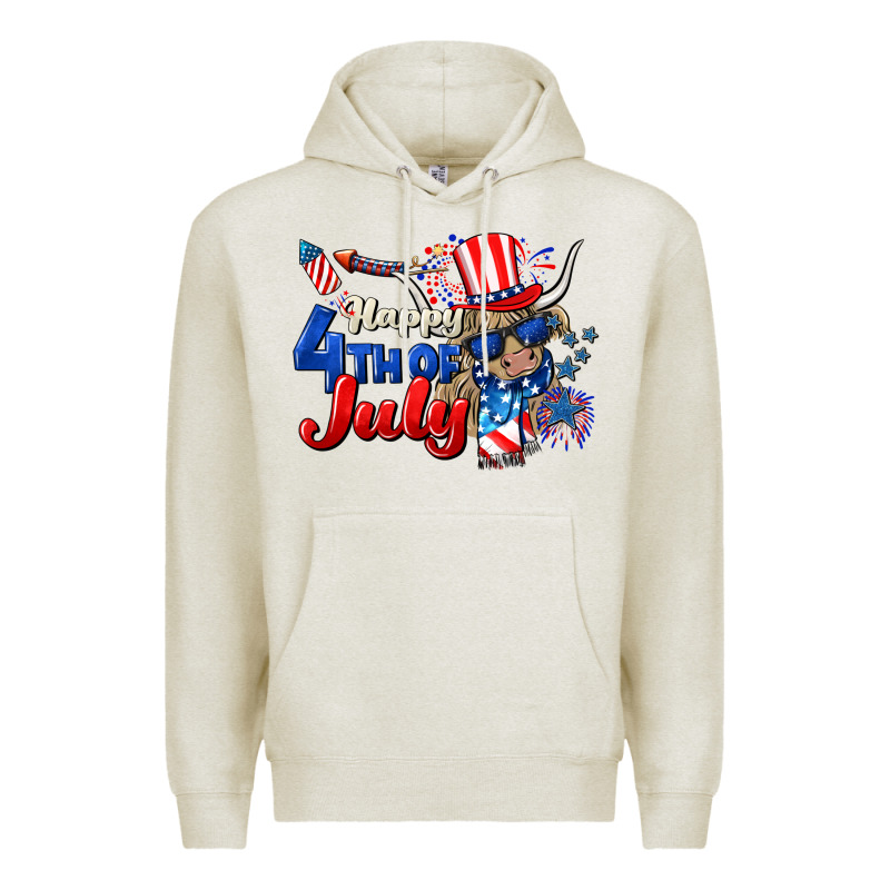 Happy 4th Of July Cow Premium Hoodie by CowGirlArtShop | Teevron