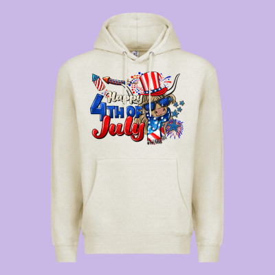 Happy 4th Of July Cow Premium Hoodie Designed By Cowgirlartshop