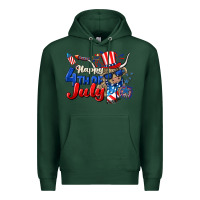 Sports Green Happy 4th of July cow Premium Hoodie - CowGirlArtShop