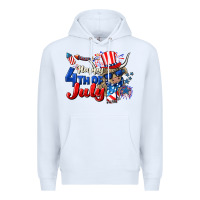 White Happy 4th of July cow Premium Hoodie - CowGirlArtShop