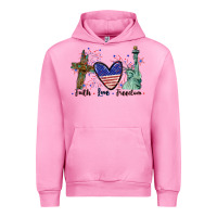Fuchsia Pink Faith love Freedom 4th of july Urban Hoodie - CowGirlArtShop