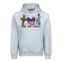 Heather Grey Faith love Freedom 4th of july Urban Hoodie - CowGirlArtShop