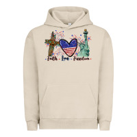 Pigment French Oak Faith love Freedom 4th of july Urban Hoodie - CowGirlArtShop