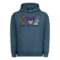 Pigment Midnight Navy Faith love Freedom 4th of july Urban Hoodie - CowGirlArtShop