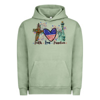 Pigment Oil Green Faith love Freedom 4th of july Urban Hoodie - CowGirlArtShop