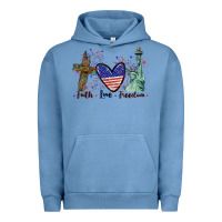 Pigment Pebble Blue Faith love Freedom 4th of july Urban Hoodie - CowGirlArtShop
