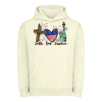 Pigment Pistachio Faith love Freedom 4th of july Urban Hoodie - CowGirlArtShop