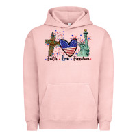 Pigment Salmon Faith love Freedom 4th of july Urban Hoodie - CowGirlArtShop