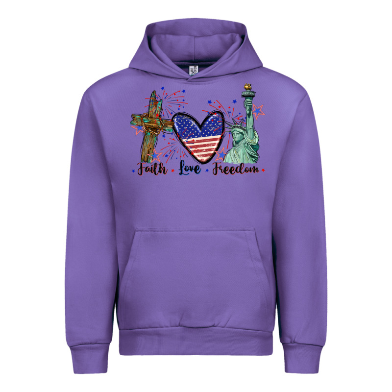Faith Love Freedom 4th Of July Urban Hoodie by CowGirlArtShop | Teevron