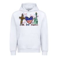 White Faith love Freedom 4th of july Urban Hoodie - CowGirlArtShop
