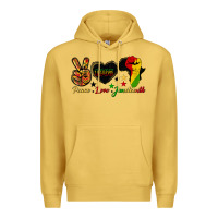 Antique Gold peace love juneteenth raised fist Premium Hoodie - HRA Design Shop