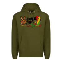Army Green peace love juneteenth raised fist Premium Hoodie - HRA Design Shop