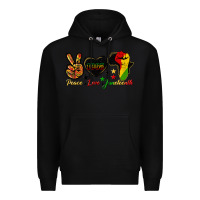 Black peace love juneteenth raised fist Premium Hoodie - HRA Design Shop