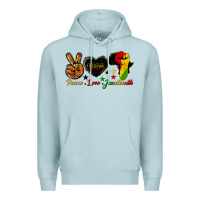 Blue Mist peace love juneteenth raised fist Premium Hoodie - HRA Design Shop
