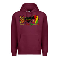 Burgundy peace love juneteenth raised fist Premium Hoodie - HRA Design Shop