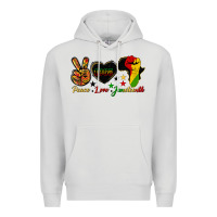 Dove Grey peace love juneteenth raised fist Premium Hoodie - HRA Design Shop