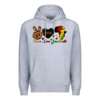 Heather Grey peace love juneteenth raised fist Premium Hoodie - HRA Design Shop