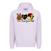 Lilac peace love juneteenth raised fist Premium Hoodie - HRA Design Shop