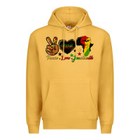 Mustard peace love juneteenth raised fist Premium Hoodie - HRA Design Shop