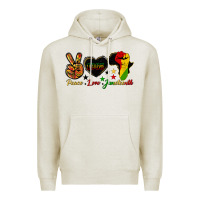 Oatmeal Heather peace love juneteenth raised fist Premium Hoodie - HRA Design Shop