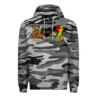 Slate Camo peace love juneteenth raised fist Premium Hoodie - HRA Design Shop