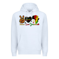 White peace love juneteenth raised fist Premium Hoodie - HRA Design Shop