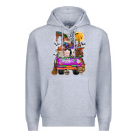 Heather Grey Hallloween Farm animals Truck Premium Hoodie - CowhideDigitalArt