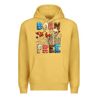Antique Gold Born to be free with skeleton 4th of july Premium Hoodie - Neo Western