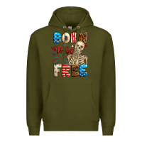 Army Green Born to be free with skeleton 4th of july Premium Hoodie - Neo Western