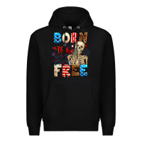 Black Born to be free with skeleton 4th of july Premium Hoodie - Neo Western