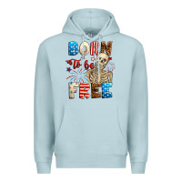 Blue Mist Born to be free with skeleton 4th of july Premium Hoodie - Neo Western