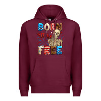 Burgundy Born to be free with skeleton 4th of july Premium Hoodie - Neo Western
