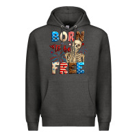 Charcoal Heather Born to be free with skeleton 4th of july Premium Hoodie - Neo Western