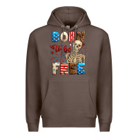 Coffee Born to be free with skeleton 4th of july Premium Hoodie - Neo Western