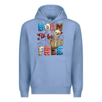 Colony Blue Born to be free with skeleton 4th of july Premium Hoodie - Neo Western