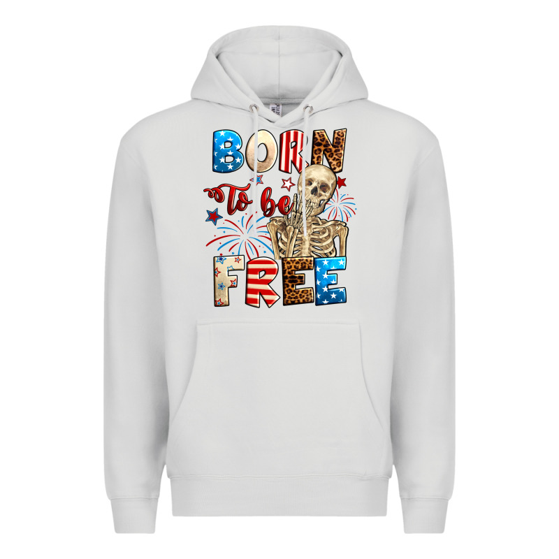 Born To Be Free With Skeleton 4th Of July Premium Hoodie by Neo Western | Teevron