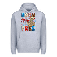 Heather Grey Born to be free with skeleton 4th of july Premium Hoodie - Neo Western