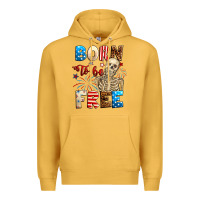 Mustard Born to be free with skeleton 4th of july Premium Hoodie - Neo Western