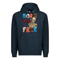 Navy Born to be free with skeleton 4th of july Premium Hoodie - Neo Western